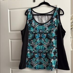 Avenue Blue and Black Sleeveless Tank Top